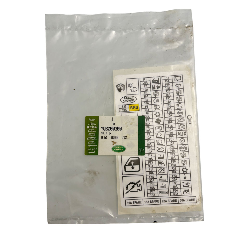 Fuel Injection Panel Fuse Decal YQS000300